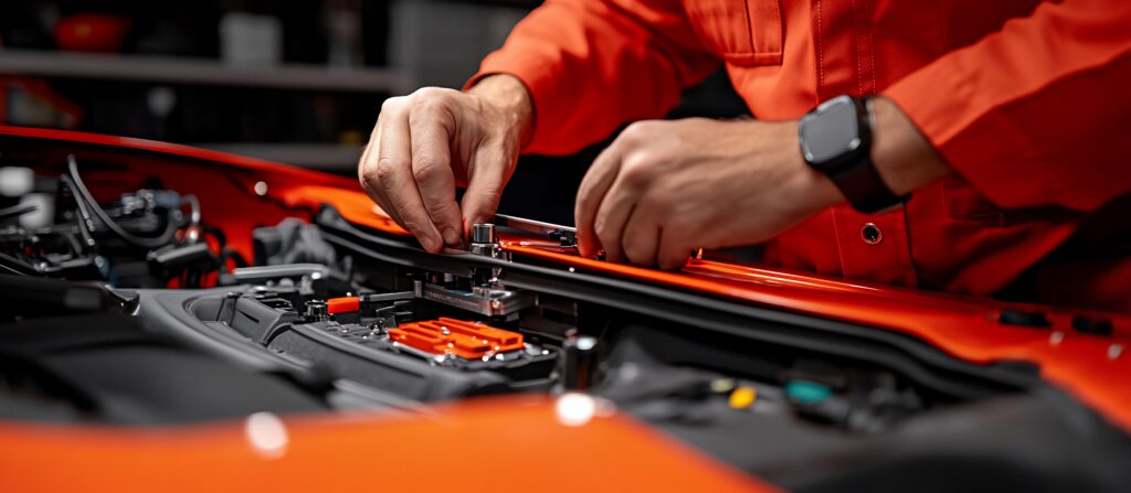 mechanic repairing car engine mechanic repairing car engine