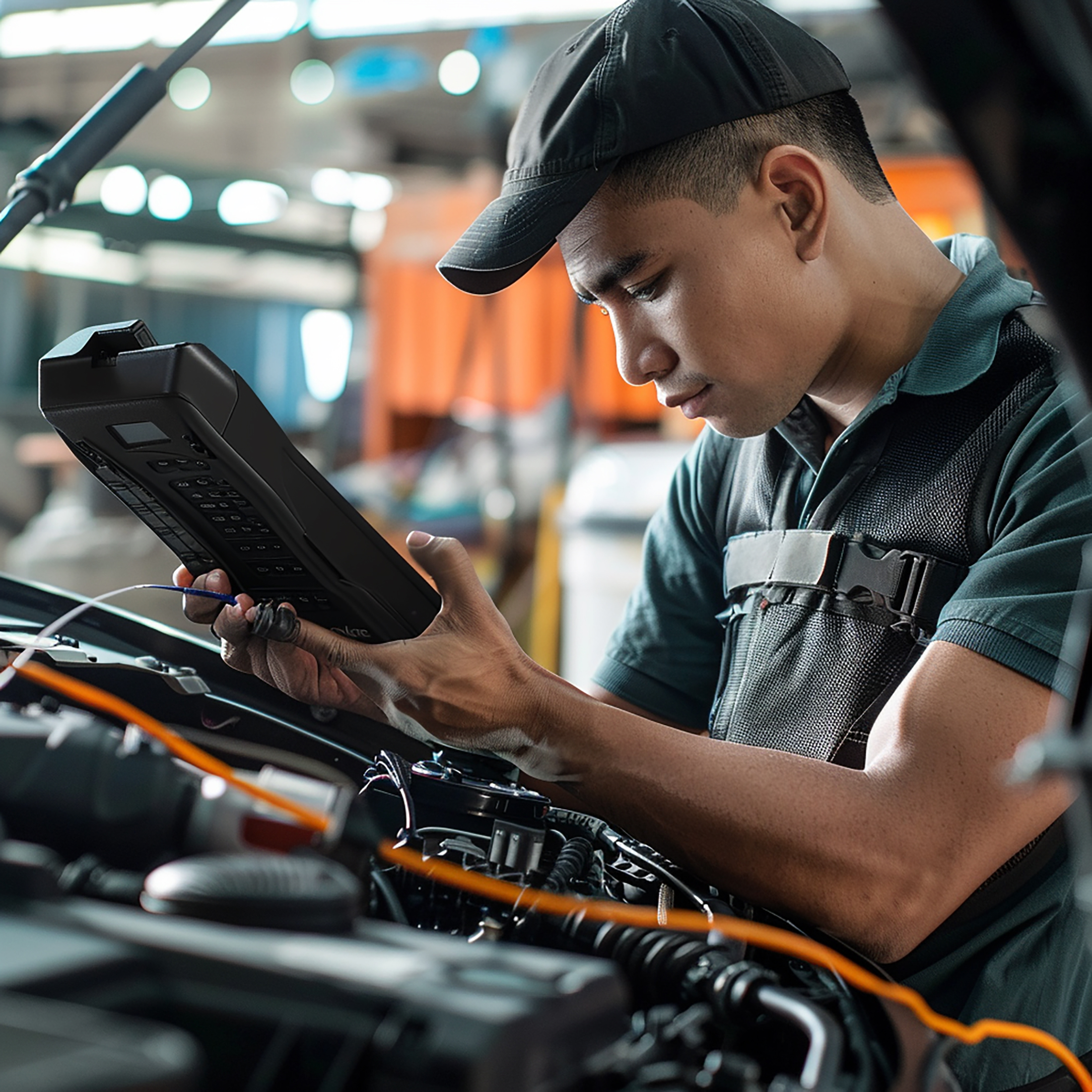 photo mechanic replacing wornout serpentine belt
